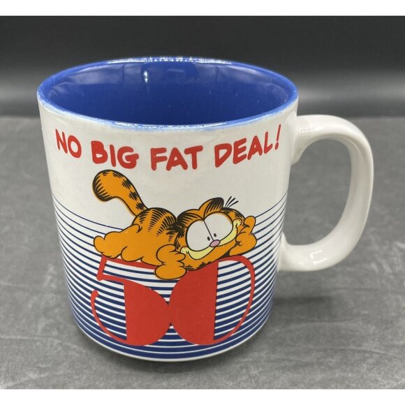 Vintage Garfield Coffee Mug No Big Fat Deal 50 Years Old Cup 1978 Jim Davis - Picture 1 of 6